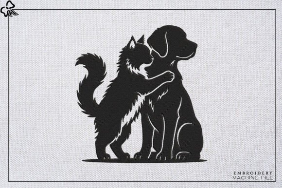 Cat Hugging Dog Embroidery Review