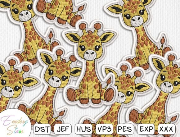 Cute Baby Giraffe Patch Embroidery File