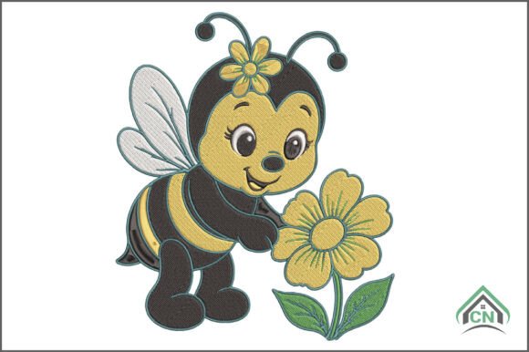 Cute Bee with Flower Embroidery Design Review