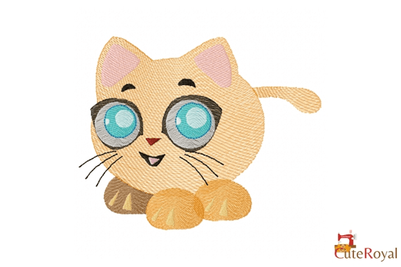 Cute Big‑Eyed Kitten – Embroidery Design