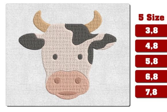 Cute Cow Head Farmhouse Embroidery File