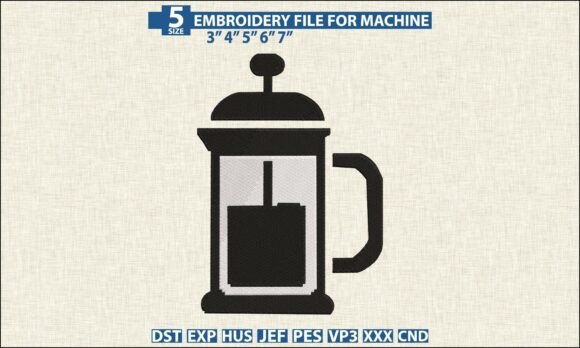 French Press Embroidery Pattern DST PES