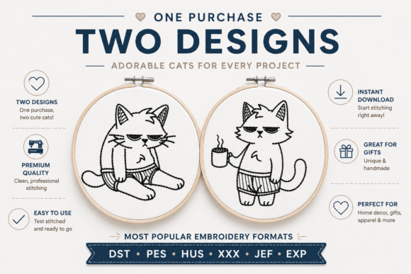 Grumpy Cat Machine Embroidery Design Set
