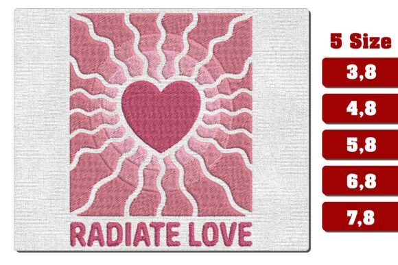 Radiate Love Heart Sunburst Embroidery P
