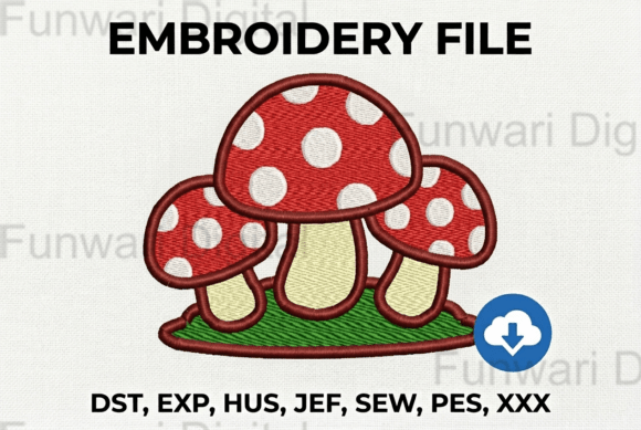 Red Mushrooms Machine Embroidery Design