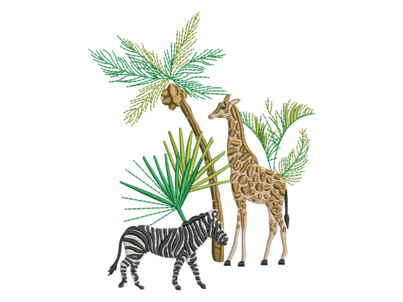 Safari Zebra Giraffe Embroidery for Seasonal Collections