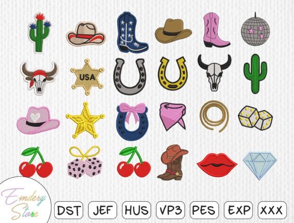 Western Patches Embroidery Design Set
