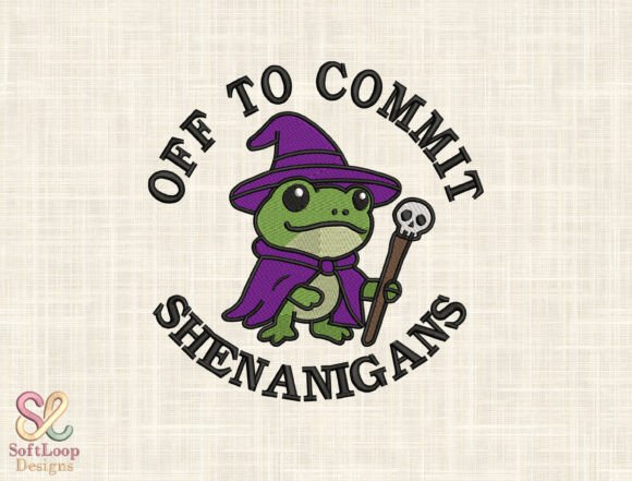 Whimsical Wizard Frog Embroidery